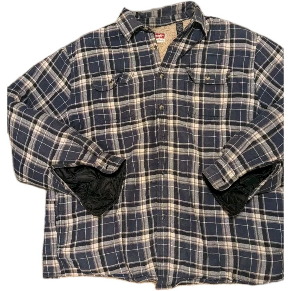 Wrangler Men XL Plaid Shacket Flannel Sherpa Western Outdoor Pockets Thick Shirt